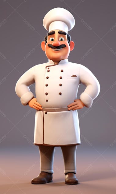 Personagem de desenho animado de chef de cozinha 3d