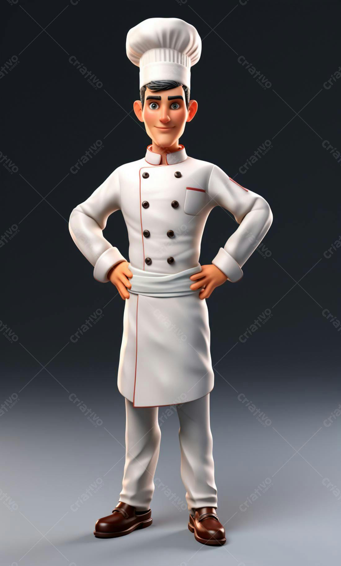 Chef de desenho animado em uniforme branco