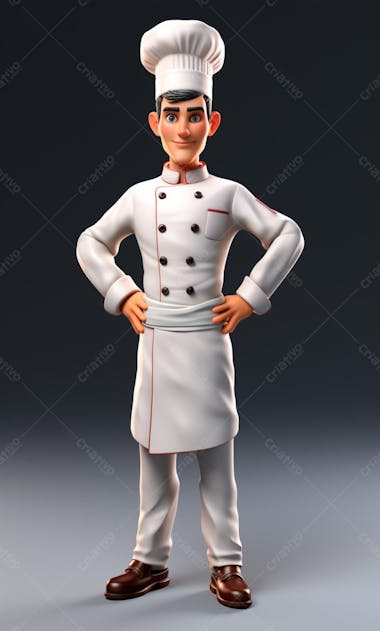 Personagem de desenho animado de chef de cozinha 3d