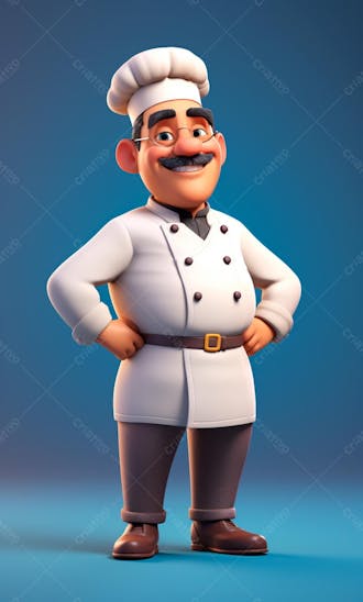 Personagem de desenho animado de chef de cozinha 3d