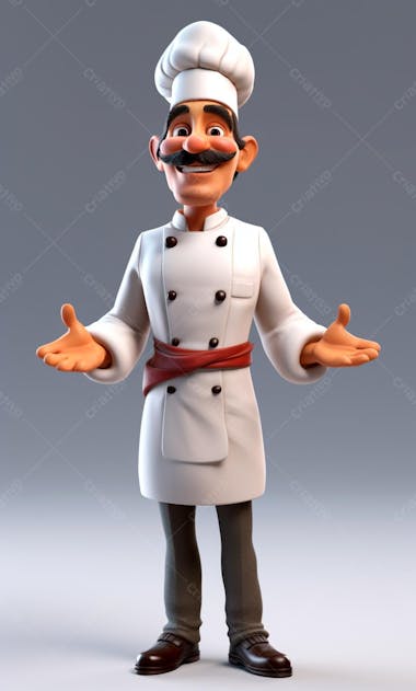 Personagem de desenho animado de chef de cozinha 3d