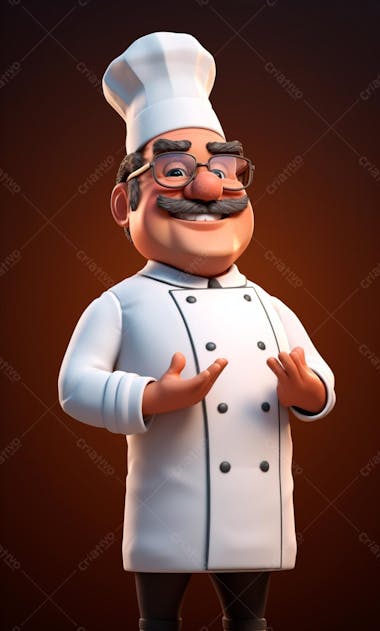 Personagem de desenho animado de chef de cozinha 3d