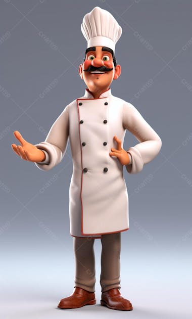 Personagem de desenho animado de chef de cozinha 3d