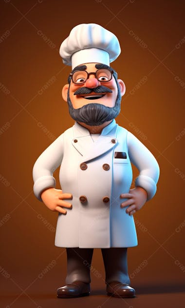 Personagem de desenho animado de chef de cozinha 3d