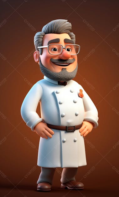 Personagem de desenho animado de chef de cozinha 3d