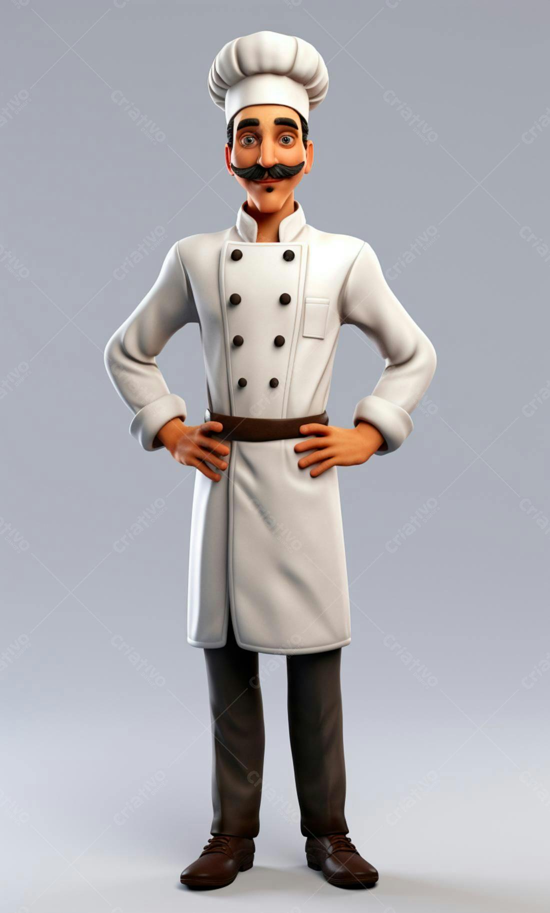 Chef de cozinha animado uniforme branco
