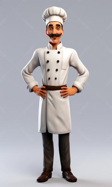 Personagem de desenho animado de chef de cozinha 3d