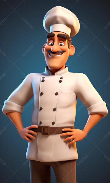 Personagem de desenho animado de chef de cozinha 3d