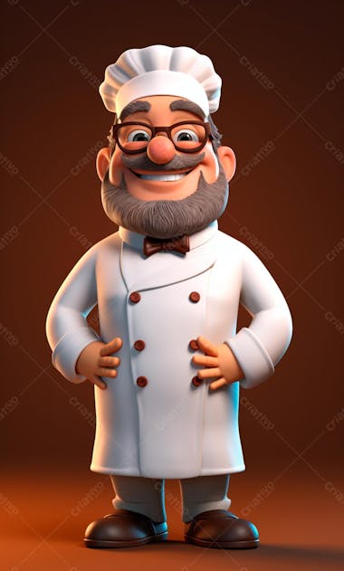 Personagem de desenho animado de chef de cozinha 3d