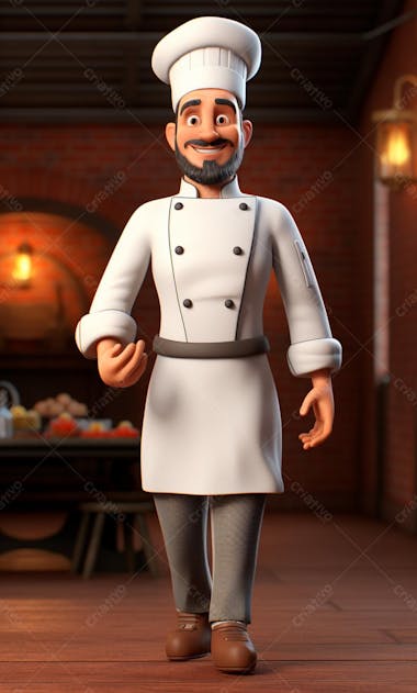 Personagem de desenho animado de chef de cozinha 3d