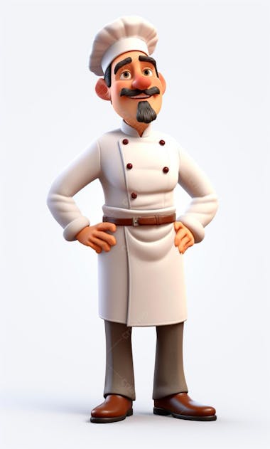 Personagem de desenho animado de chef de cozinha 3d