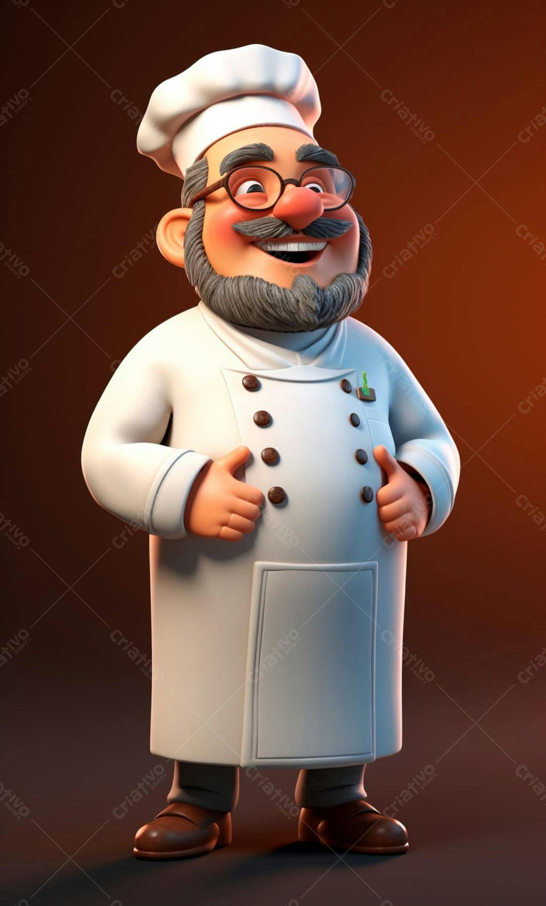 Chef animado feliz em uniforme branco