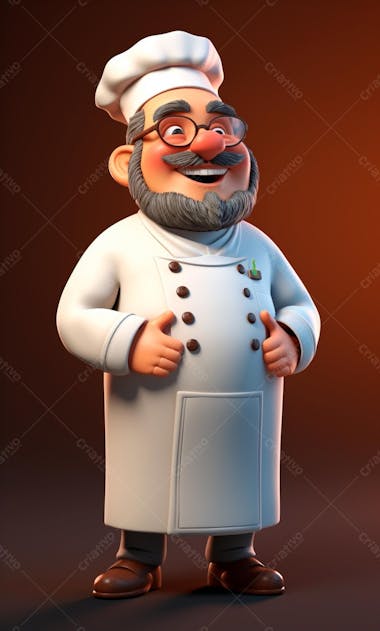 Personagem de desenho animado de chef de cozinha 3d