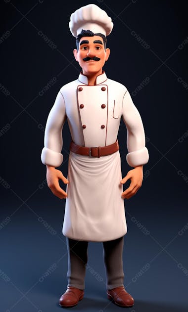 Personagem de desenho animado de chef de cozinha 3d