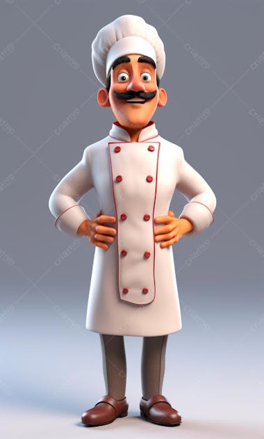 Personagem de desenho animado de chef de cozinha 3d