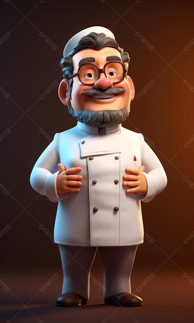 Personagem de desenho animado de chef de cozinha 3d