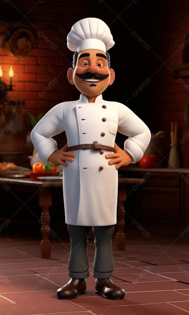 Personagem de desenho animado de chef de cozinha 3d