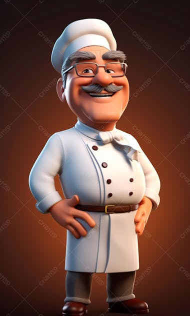 Personagem de desenho animado de chef de cozinha 3d