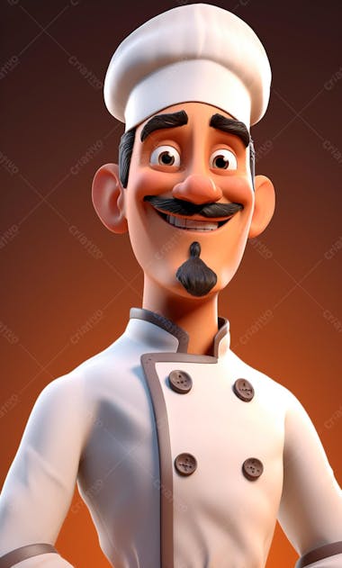 Personagem de desenho animado de chef de cozinha 3d