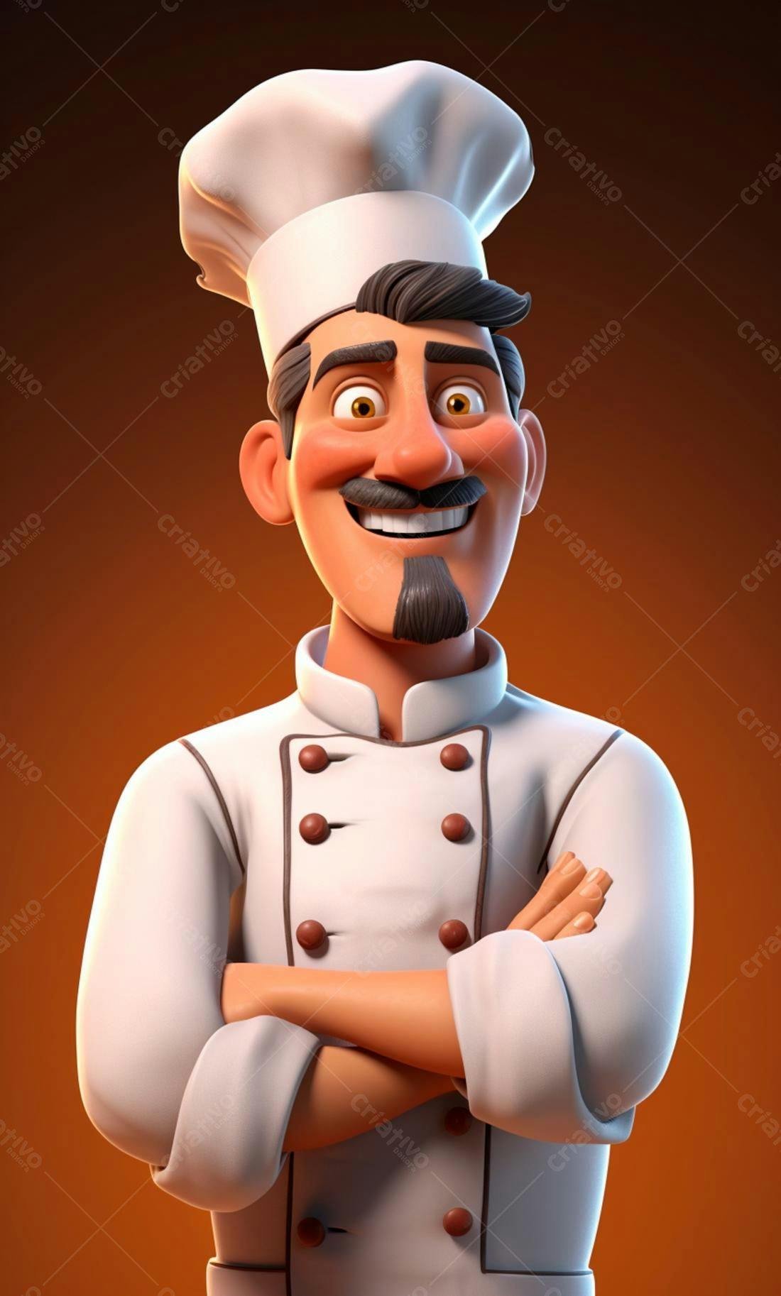 Chef de cozinha animado braços cruzados