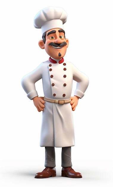 Personagem de desenho animado de chef de cozinha 3d