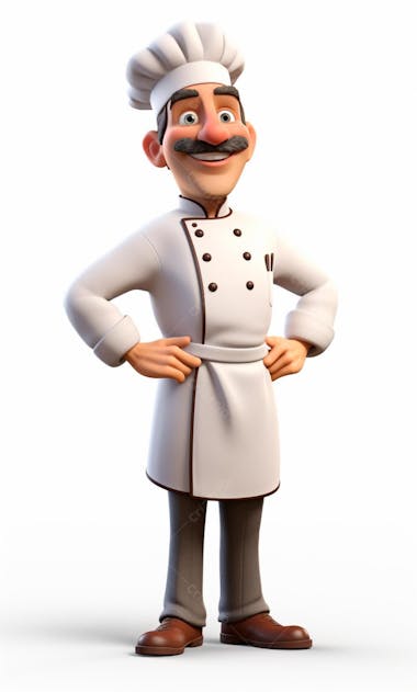 Personagem de desenho animado de chef de cozinha 3d