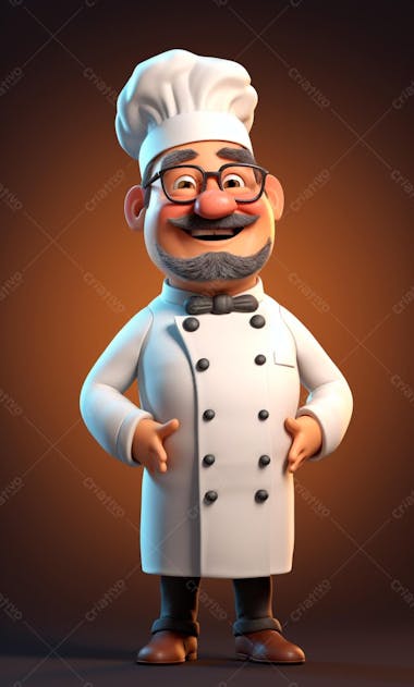 Personagem de desenho animado de chef de cozinha 3d