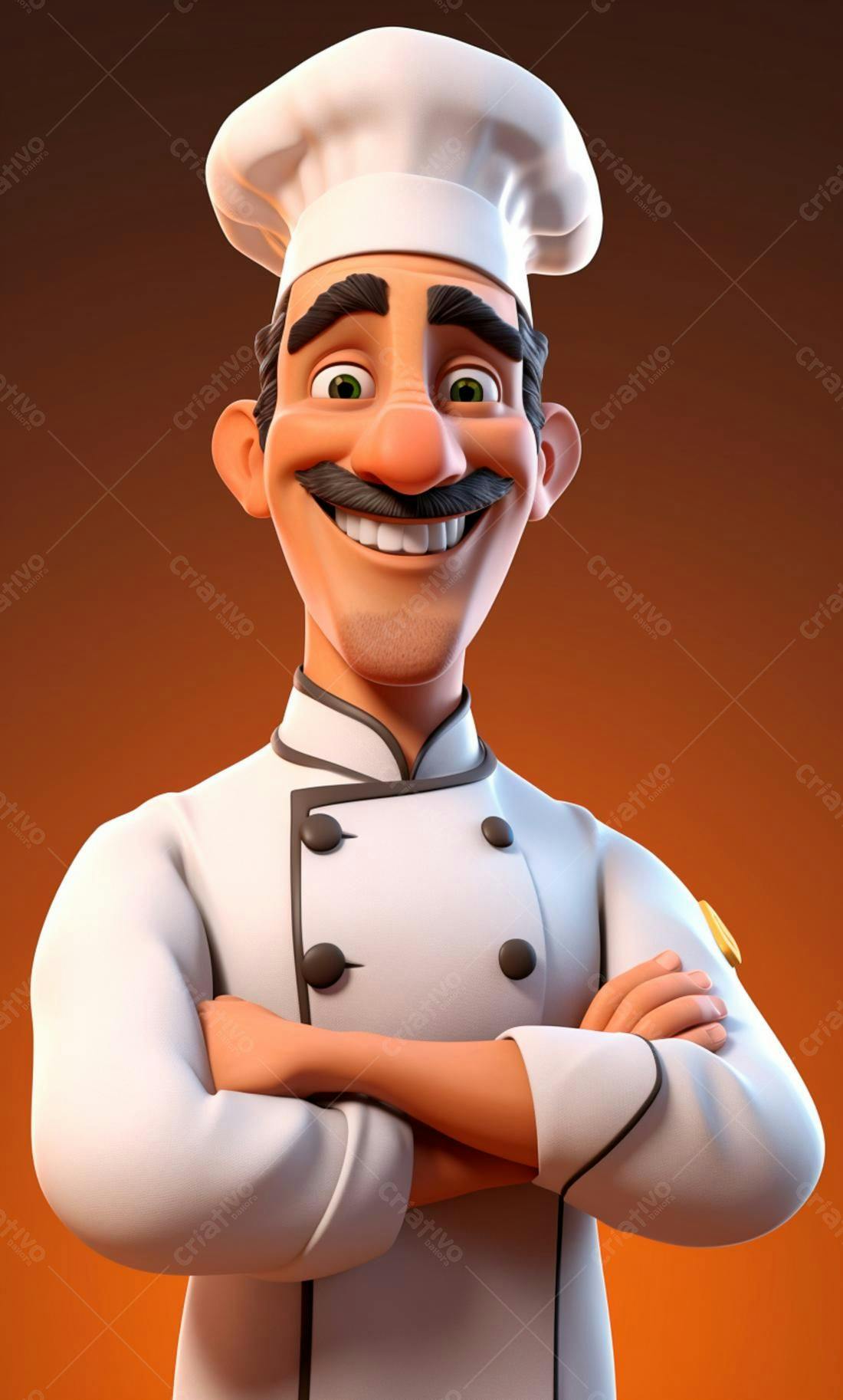 Chef de cozinha animado braços cruzados