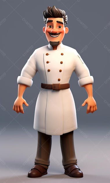 Personagem de desenho animado de chef de cozinha 3d