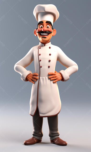 Personagem de desenho animado de chef de cozinha 3d