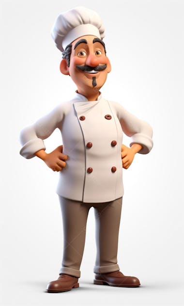 Personagem de desenho animado de chef de cozinha 3d