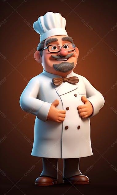 Personagem de desenho animado de chef de cozinha 3d