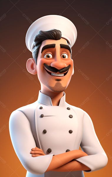 Personagem de desenho animado de chef de cozinha 3d