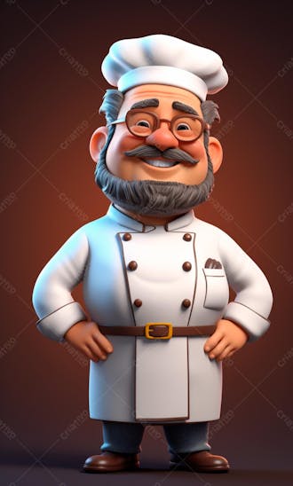 Personagem de desenho animado de chef de cozinha 3d