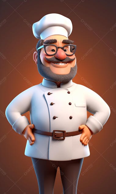 Personagem de desenho animado de chef de cozinha 3d