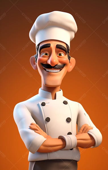 Personagem de desenho animado de chef de cozinha 3d