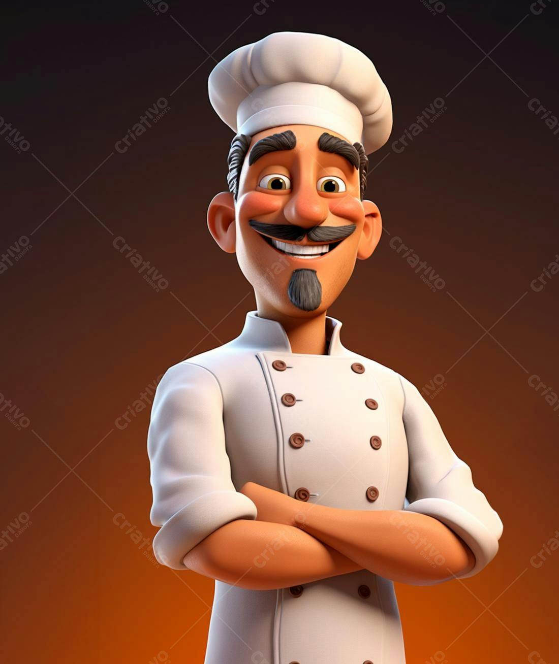 Chef de cozinha animado braços cruzados