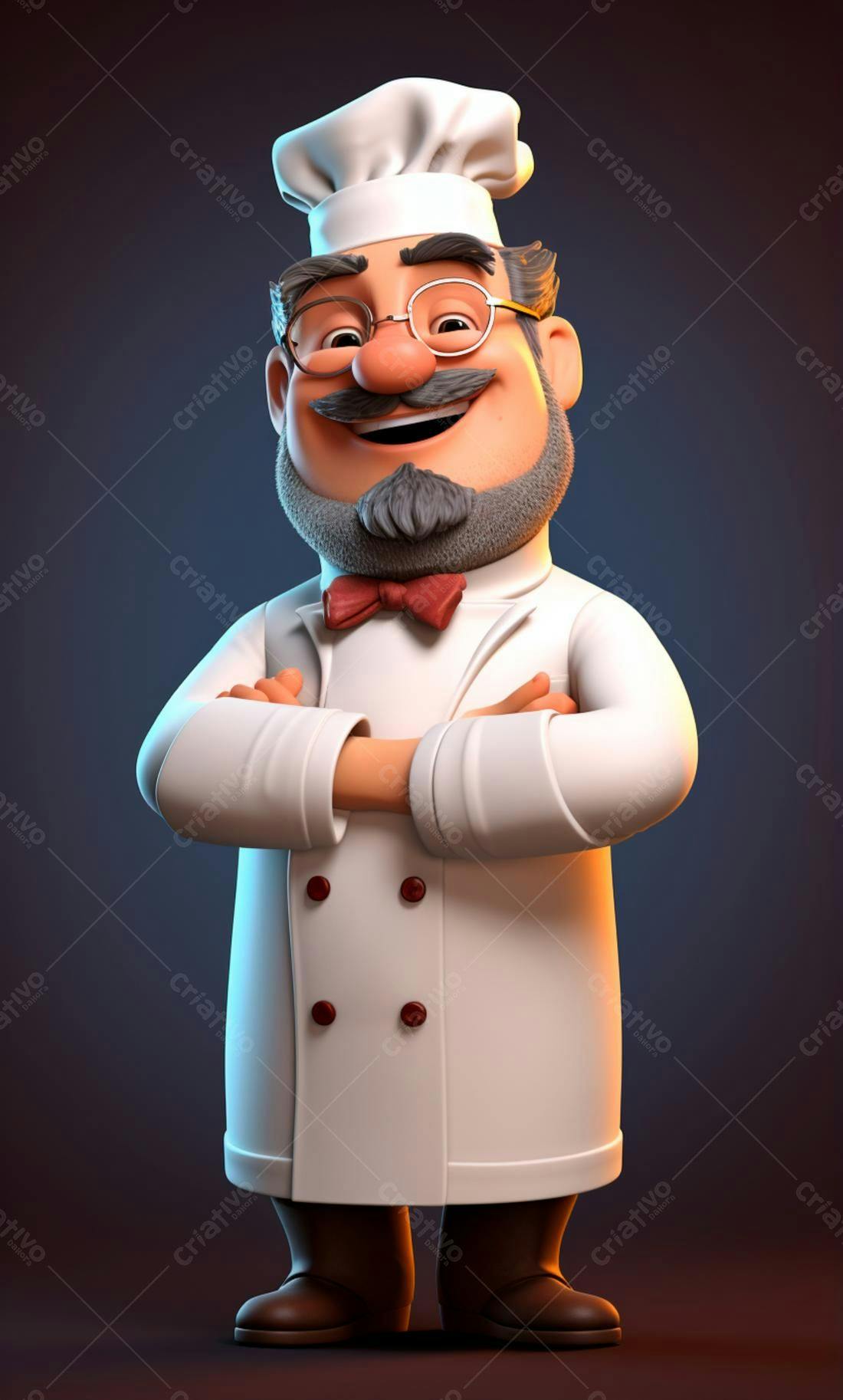Chef de cozinha animado braços cruzados