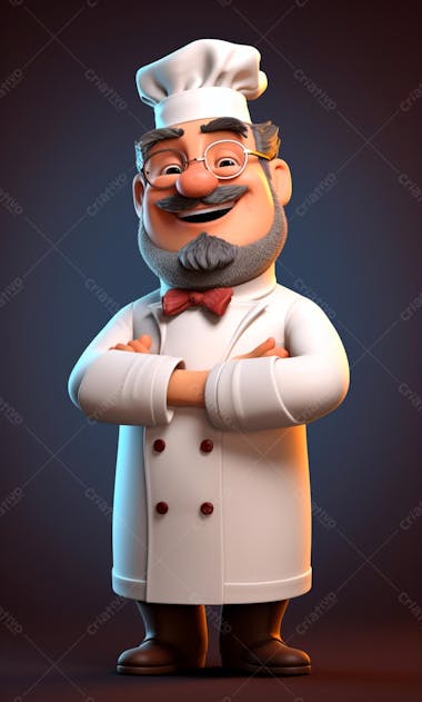 Personagem de desenho animado de chef de cozinha 3d