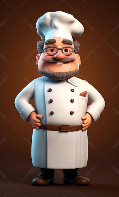 Personagem de desenho animado de chef de cozinha 3d