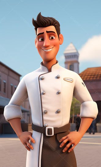 Personagem de desenho animado de chef de cozinha 3d