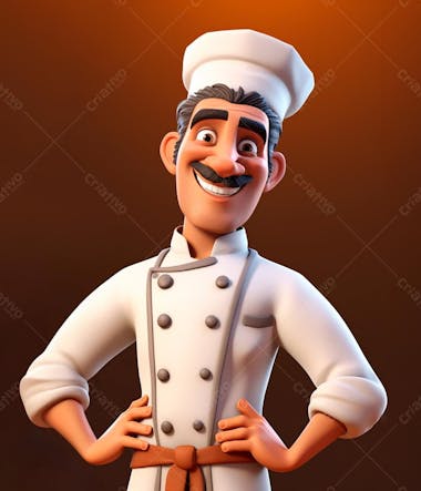 Personagem de desenho animado de chef de cozinha 3d