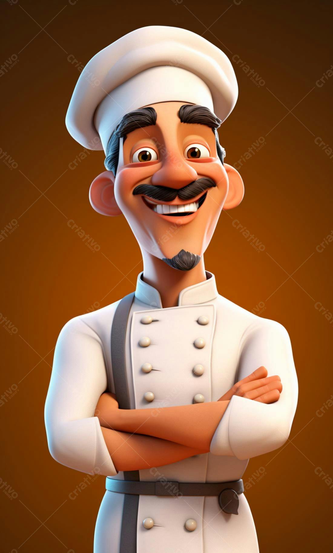 Chef de cozinha animado braços cruzados