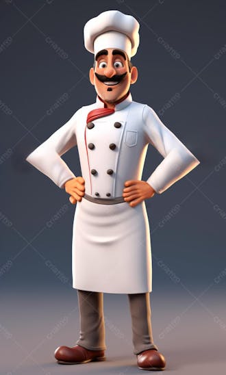 Personagem de desenho animado de chef de cozinha 3d