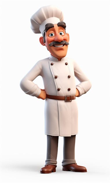 Personagem de desenho animado de chef de cozinha 3d