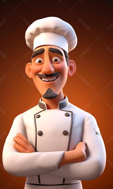 Personagem de desenho animado de chef de cozinha 3d