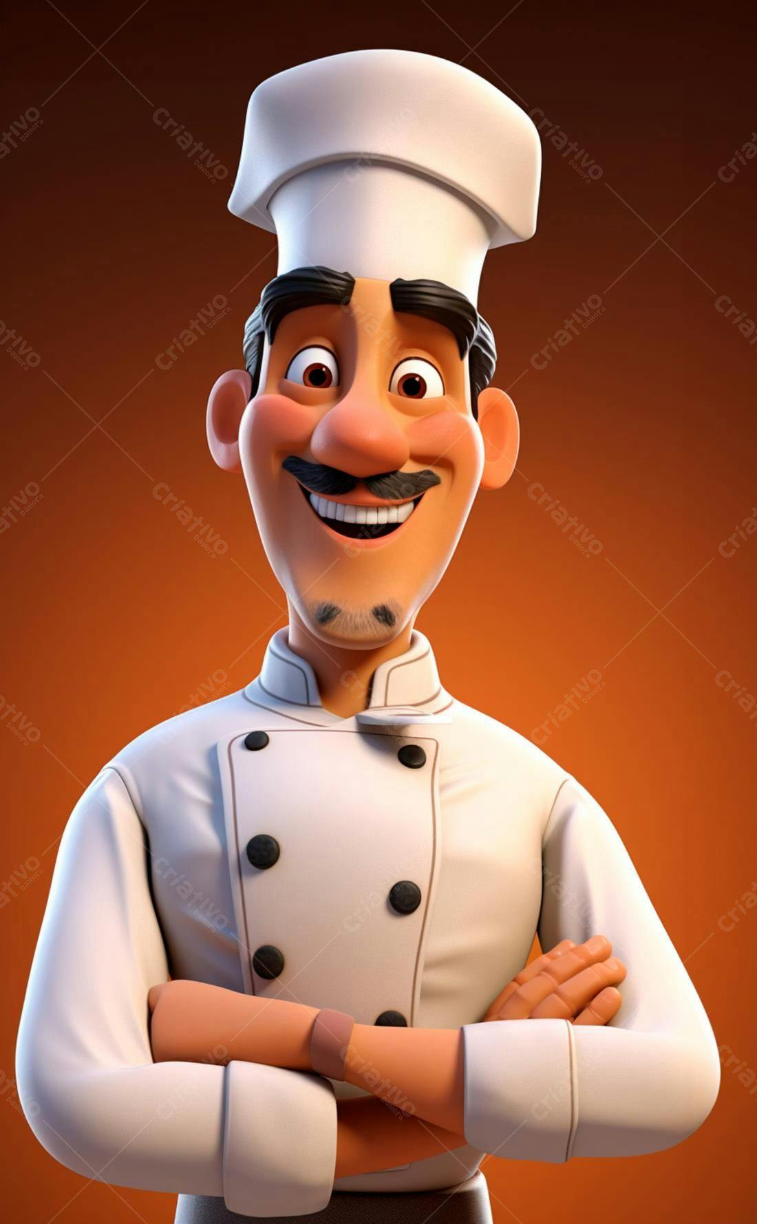 Chef de cozinha animado braços cruzados