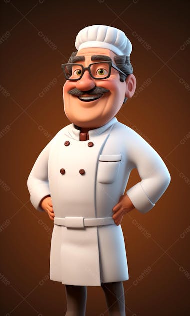 Personagem de desenho animado de chef de cozinha 3d