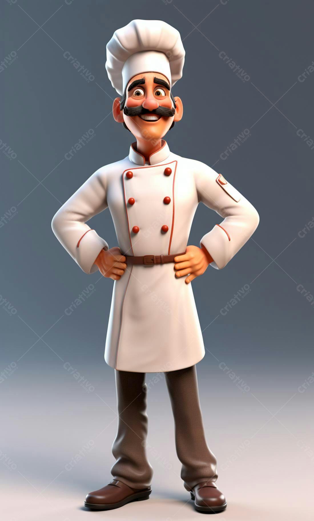 Chef de desenho animado feliz com uniforme branco