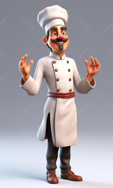 Personagem de desenho animado de chef de cozinha 3d